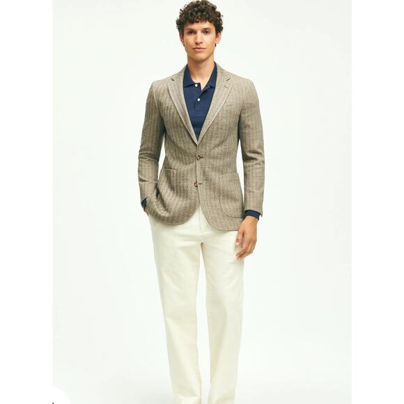 Brooks Brothers Classic Fit Cotton Wool Herringbone Sport Coat 40S - Picture 1 of 9
